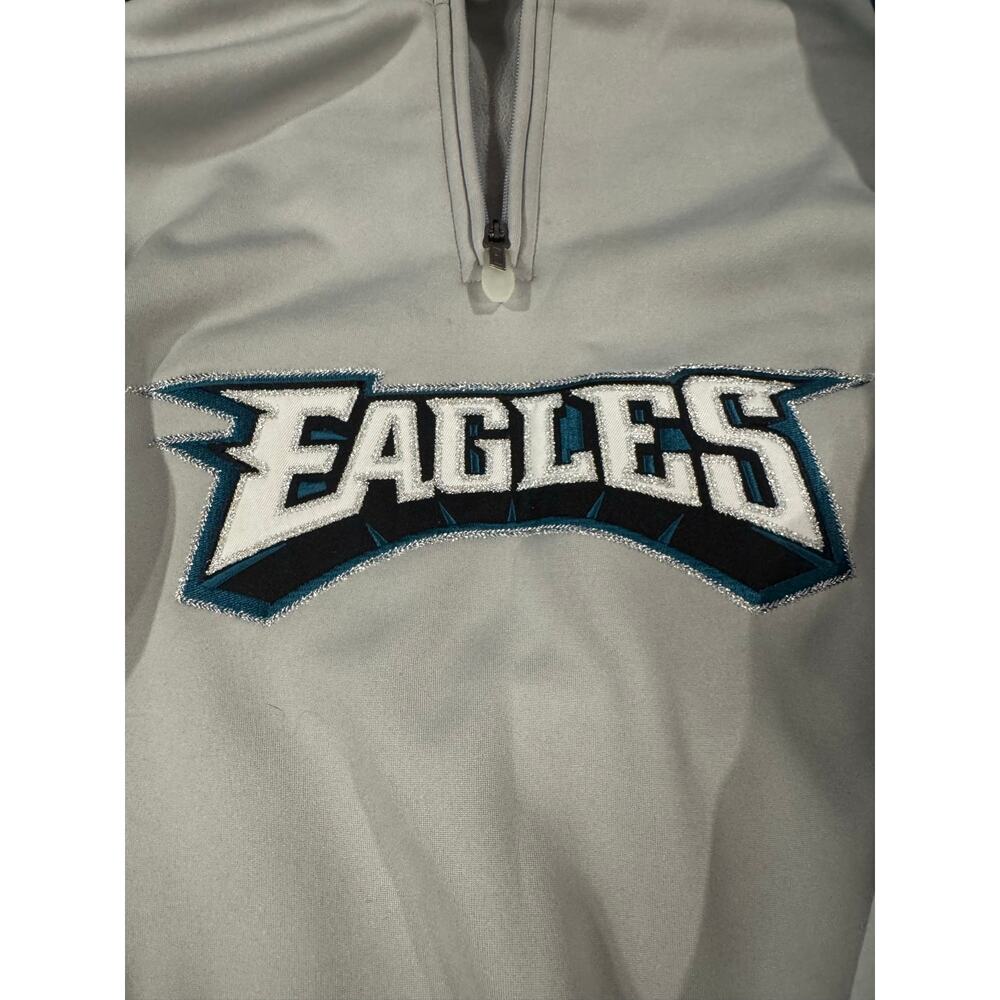 Vintage Reebok Philadelphia Eagles 1/4 Zip Fleece Pullover Gray Men's XL Y2K - Picture 10 of 12